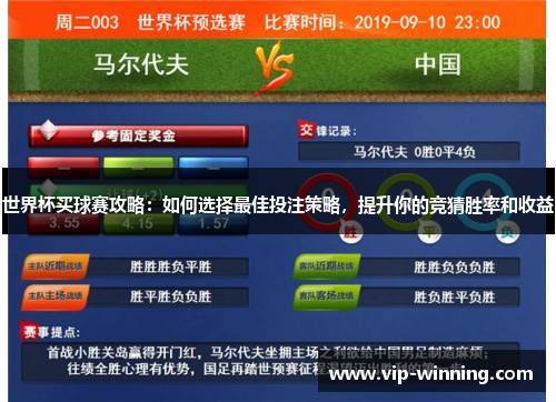 世界杯买球赛攻略：如何选择最佳投注策略，提升你的竞猜胜率和收益