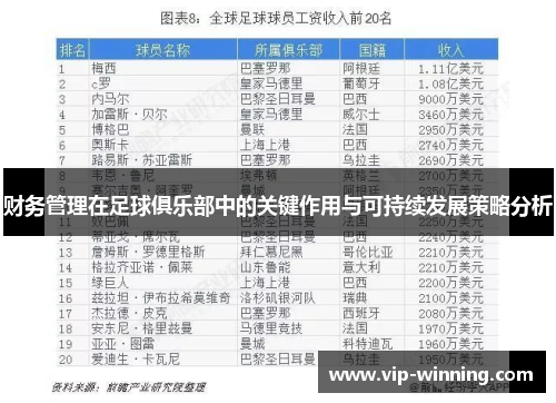 财务管理在足球俱乐部中的关键作用与可持续发展策略分析