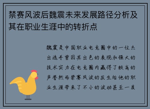 禁赛风波后魏震未来发展路径分析及其在职业生涯中的转折点